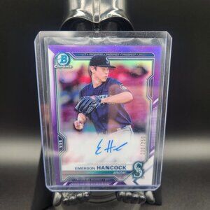 2021 Bowman Chrome Emerson Hancock Purple Refractor Auto /250 Autograph RC SP